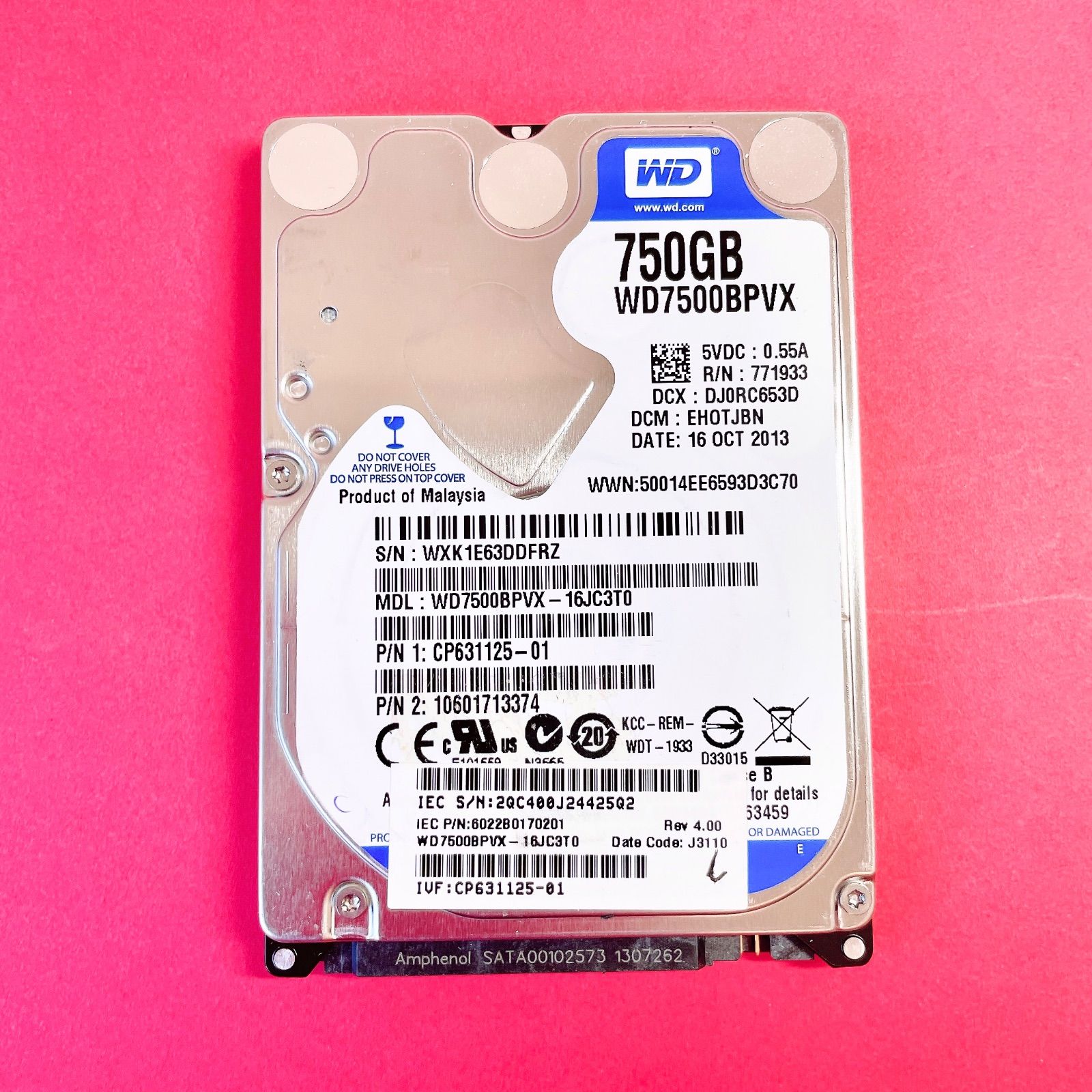 単品 HDD750GB 内蔵型ハードディスク WD Blue 2.5インチ SATA