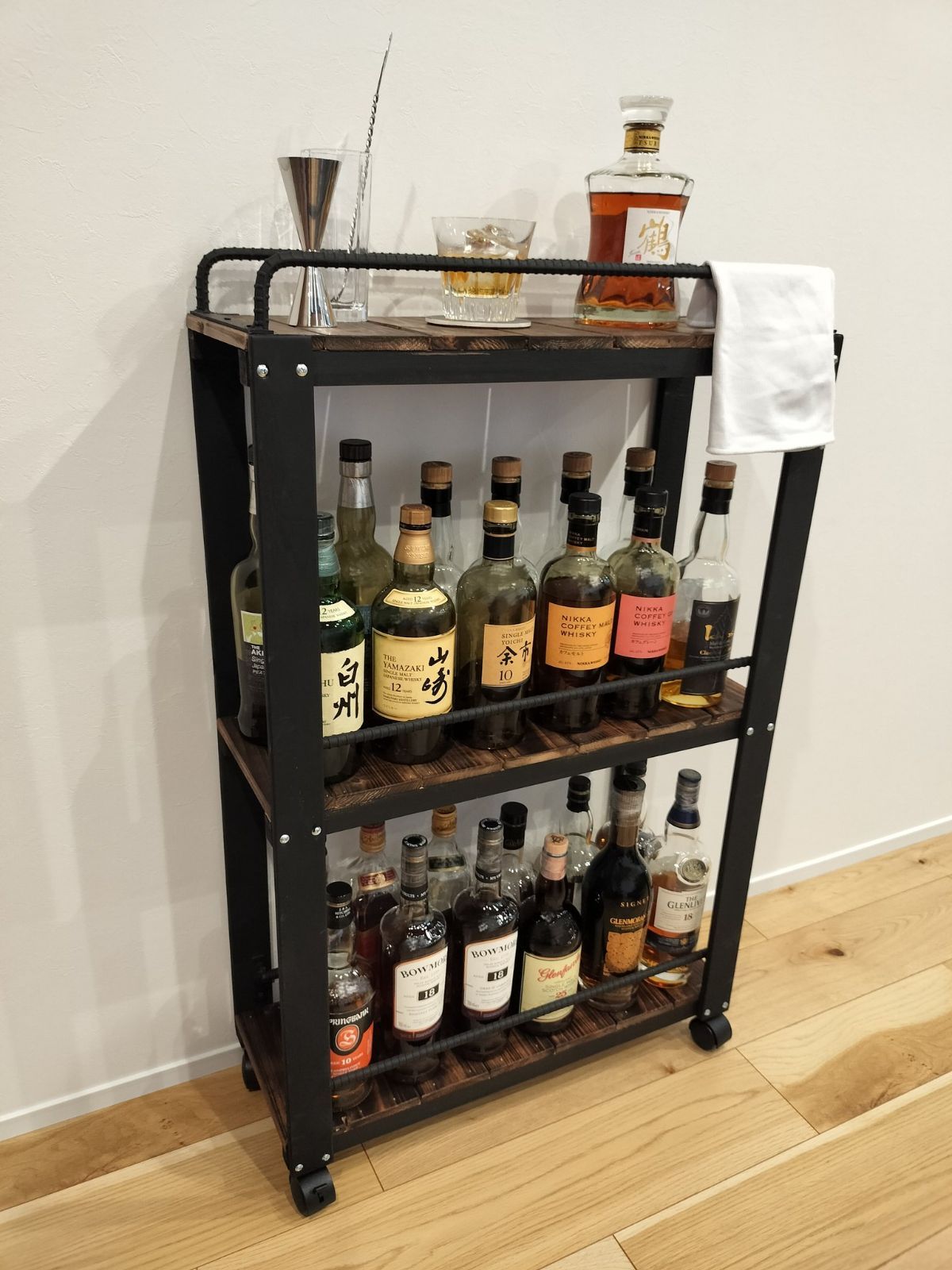 ウィスキーラック 棚 男前 インダストリアル ハンドメイド お酒