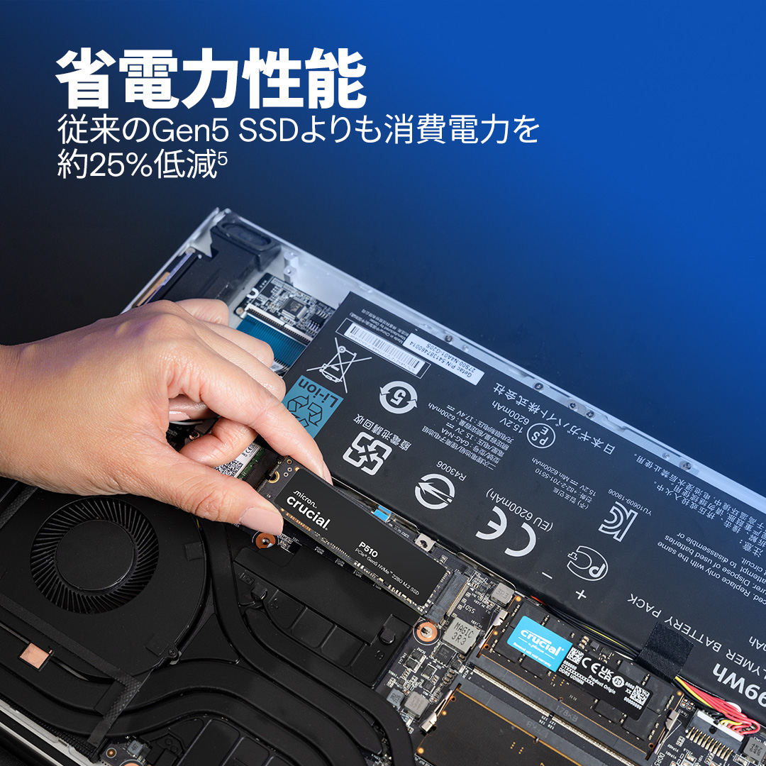Crucial P510 1TB PCIe Gen5 NVMe M.2 SSD | CT1000P510SSD8 | Crucial JP