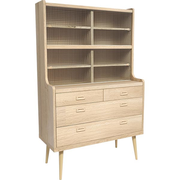 シンプルキャビネット ダイニング｜aster 900HGガラスチェスト 木目