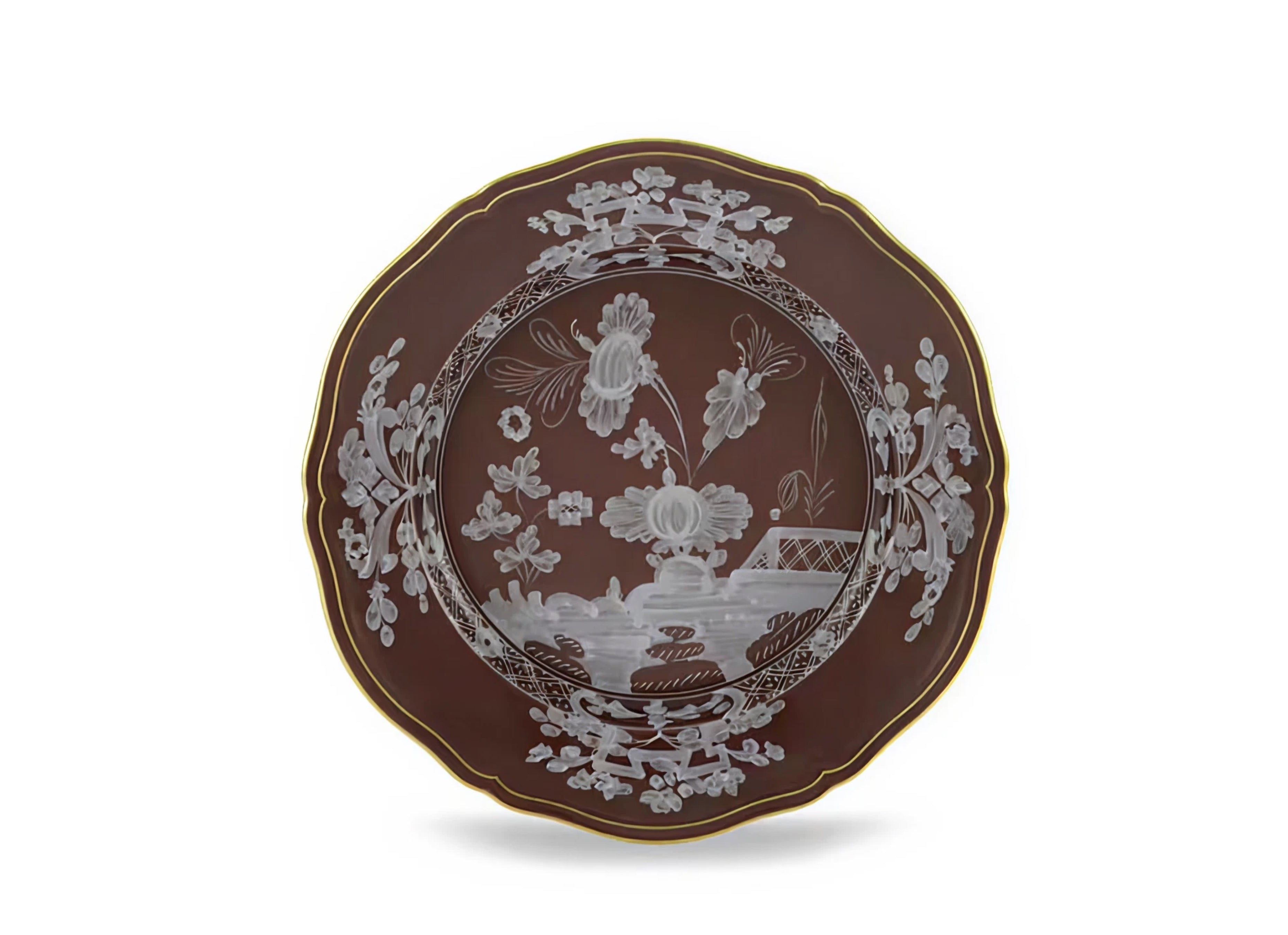Castagna Brown Porcelain Flat Dinner Plate – Oriente Italiano by