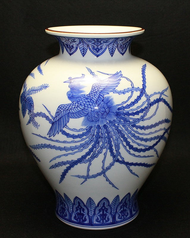 23407 幻の極真焼 宮内庁御用達 皇室御用窯元 14代辻常陸 (染付桐花双