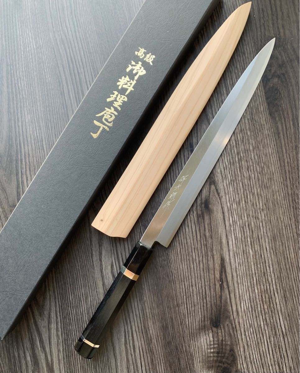堺打刃物 祥太郎作 刺身 柳 包丁 銀三鋼 尺 銀巻八角黒檀柄｜Yahoo