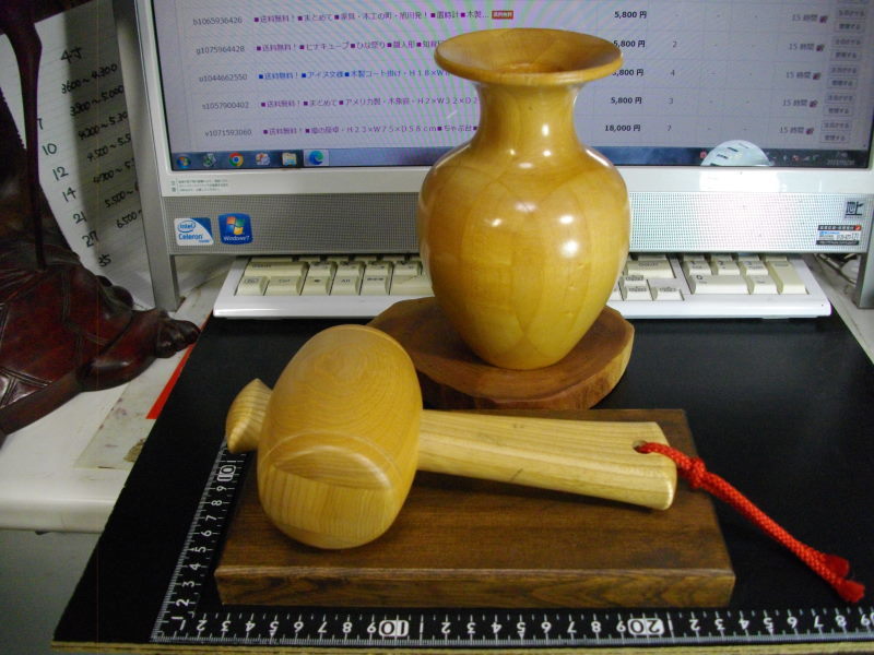 送料無料 まとめて うちでのこづち 打ち出の小槌 打出の小槌 木製花瓶