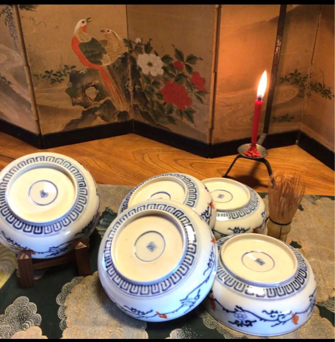 A626 古伊万里 金蘭手 見込桃 窓絵花車 団龍 中鉢 膾皿 5客｜Yahoo