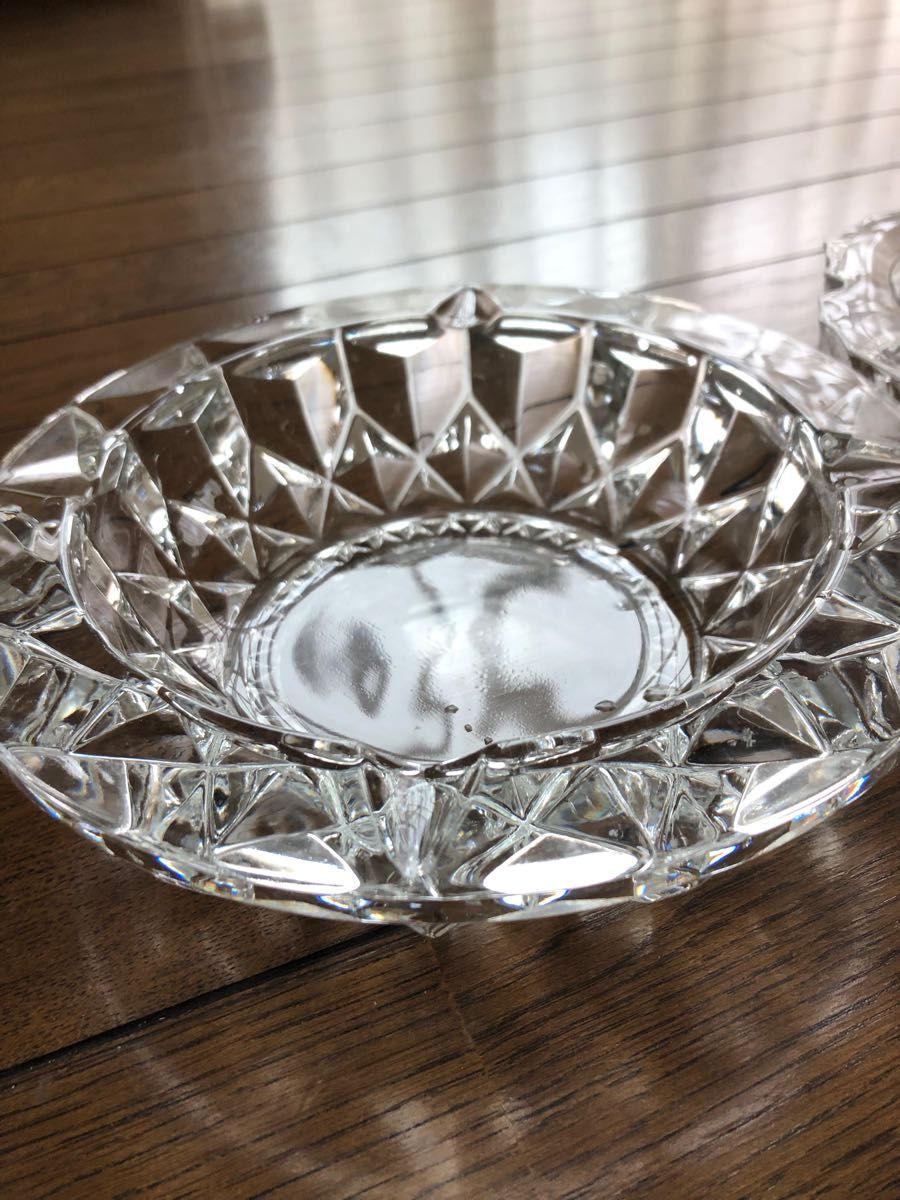昭和レトロ クリスタル灰皿 ガラス灰皿 クリスタルガラス アンティーク
