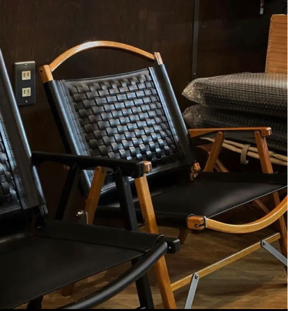 ピノワークスレザーメッシュクッション カーミットチェア ブラック