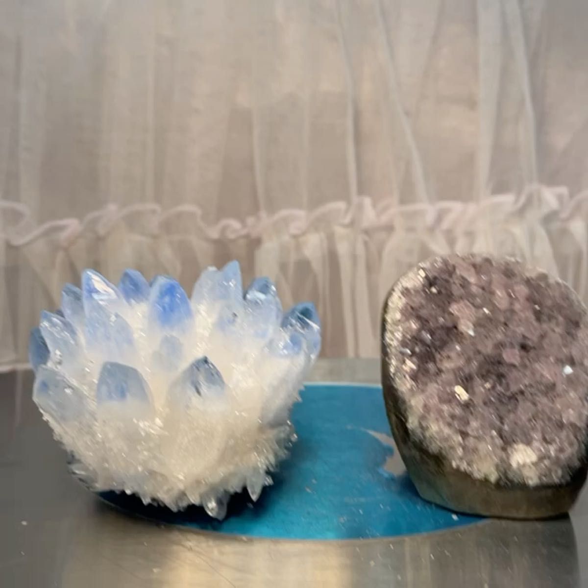 大セール^ - ^青い水晶クラスター 天然石パワーストーンクリスタルと