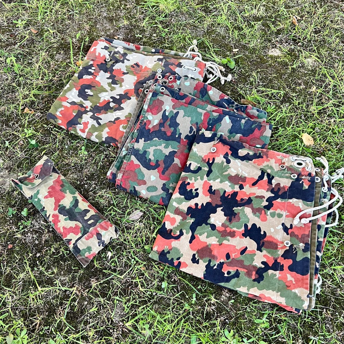 3枚セット 軍幕 スイス軍 アルペンカモ テント シェルターハーフ