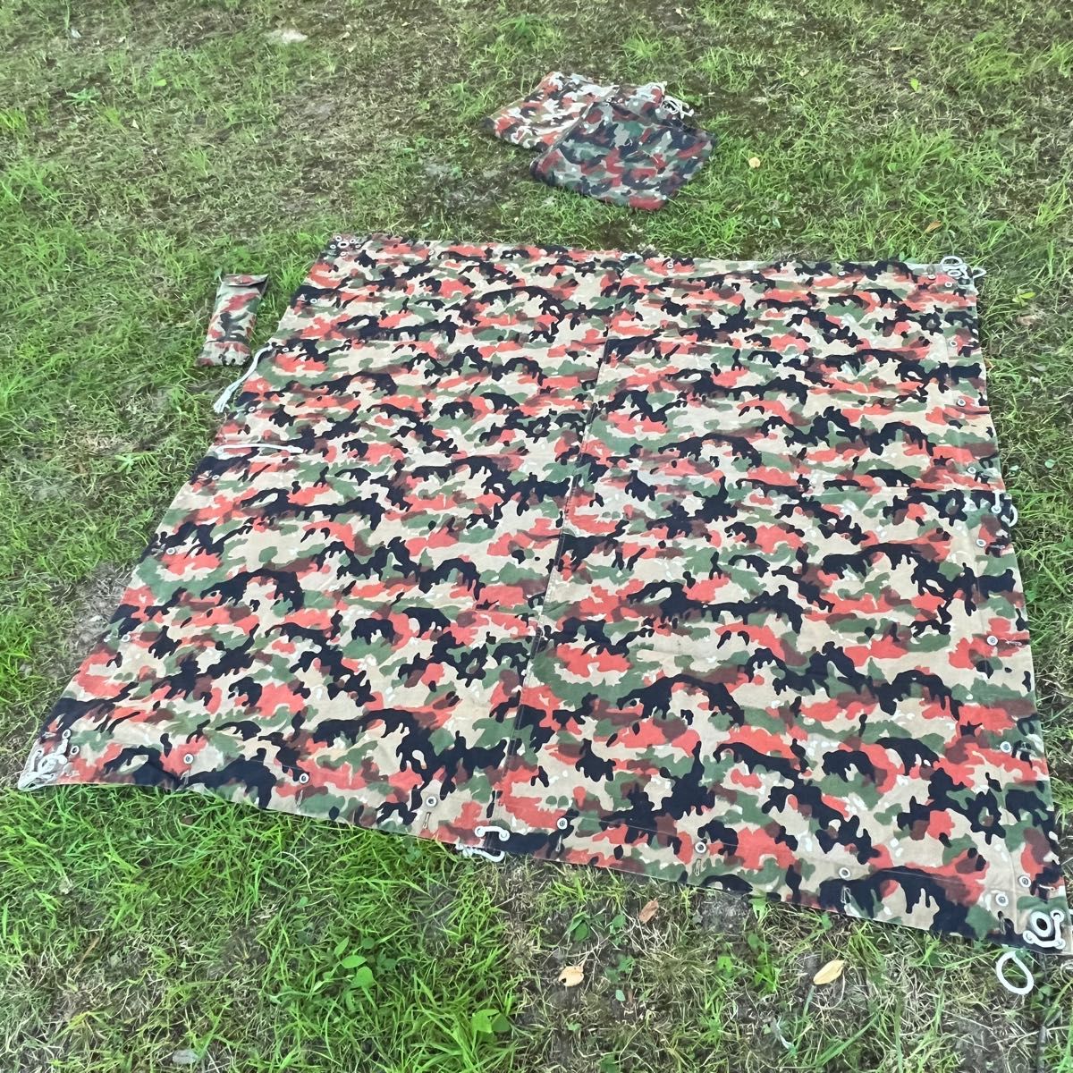 3枚セット 軍幕 スイス軍 アルペンカモ テント シェルターハーフ