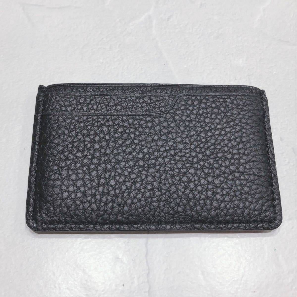 未使用 Papas パパス カードケース 定期入れ ブラック 黒 レザー 本革