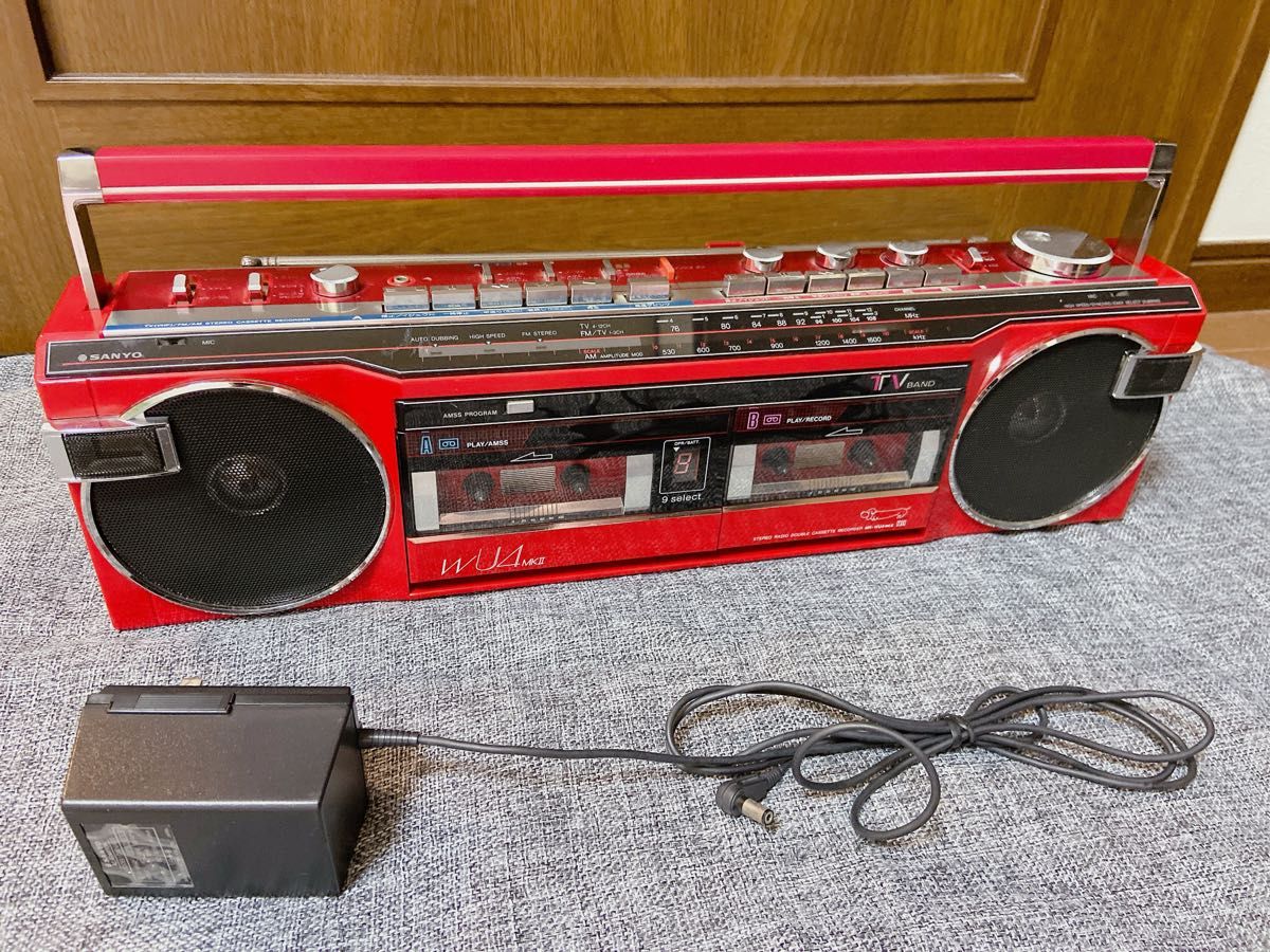 昭和レトロ ダブルラジカセ SANYO ジャンク品 純正コード付｜Yahoo