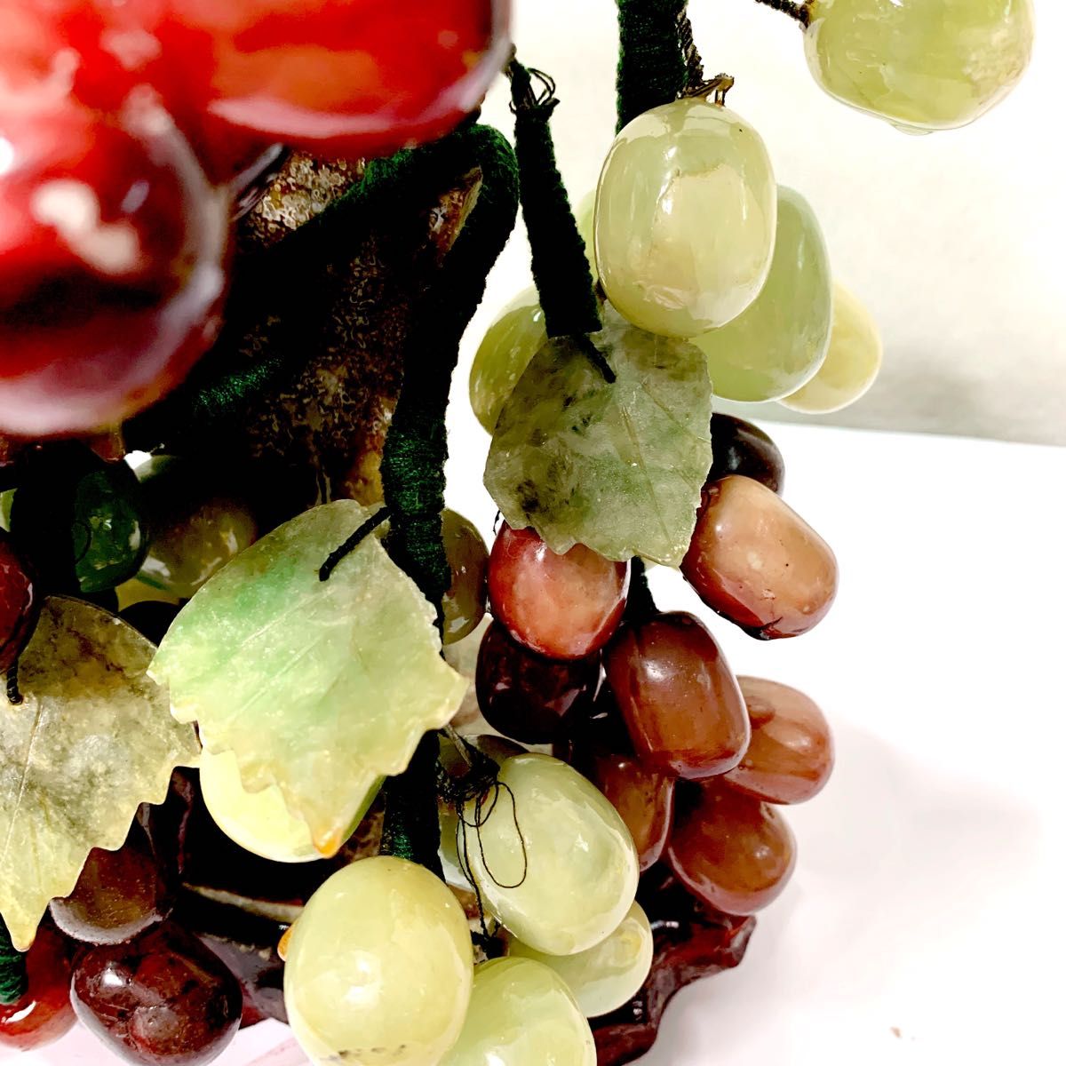 中国美術 玉石ぶどう鉢植 彫刻 天然石葡萄 置物 インテリア 観賞石