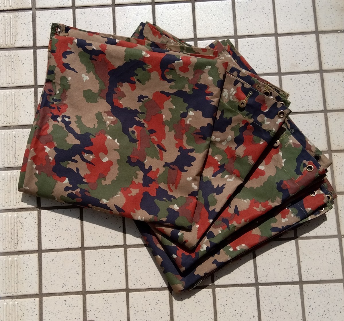 スイス軍幕 アルペンカモ デッドストック4枚 スイス軍テント 軍幕