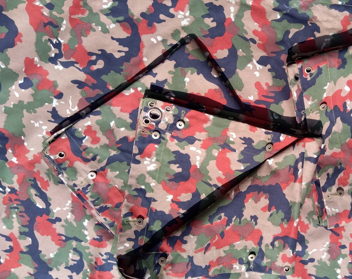 スイス軍幕 アルペンカモ デッドストック4枚 スイス軍テント 軍幕