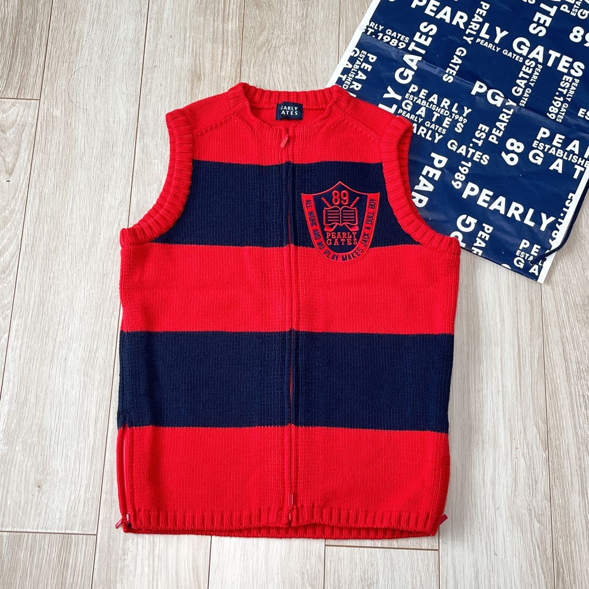 新品 パーリーゲイツ ベスト 4 メンズ ニットベスト ボーダー 正規品