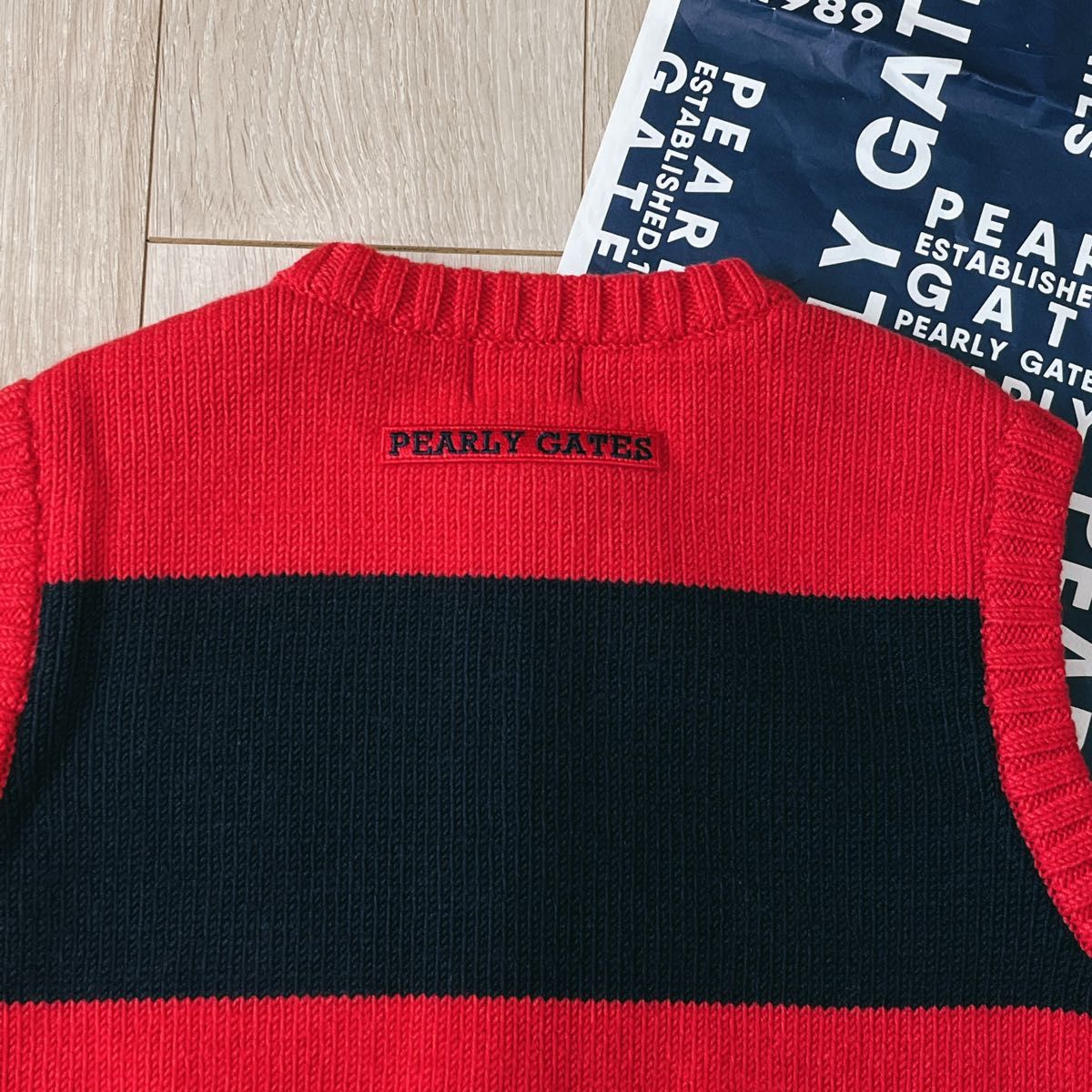 新品 パーリーゲイツ ベスト 4 メンズ ニットベスト ボーダー 正規品