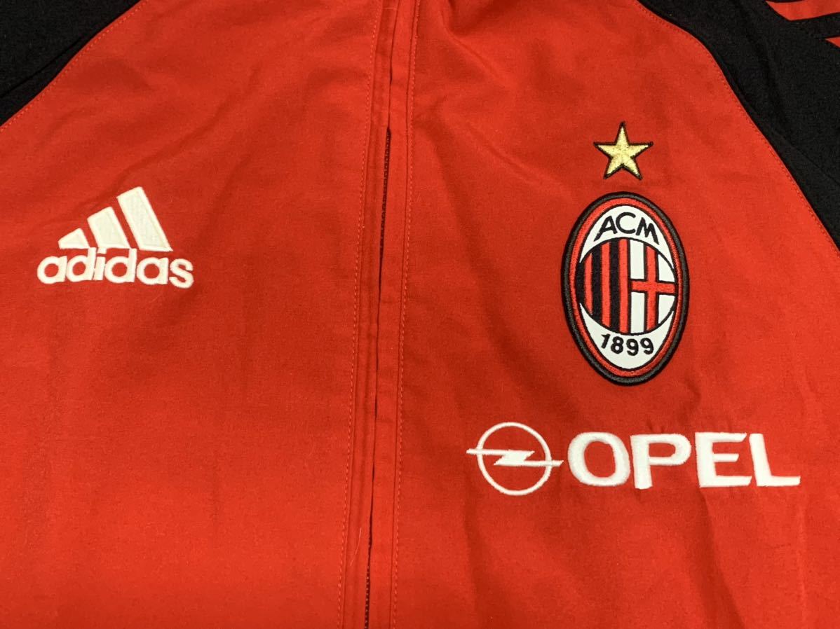 アディダス ACミラン トラックジャケット 黒赤 オペル 3本ライン 古着