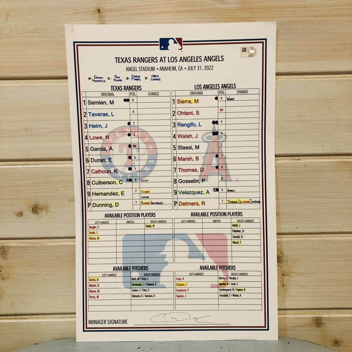 Yahoo!オークション - 実使用 大谷翔平 ラインナップカード メンバー