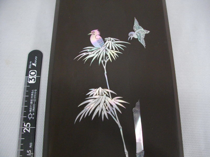 送料無料 螺鈿細工 壁掛け・H43×W12cm レリーフ オブジェ