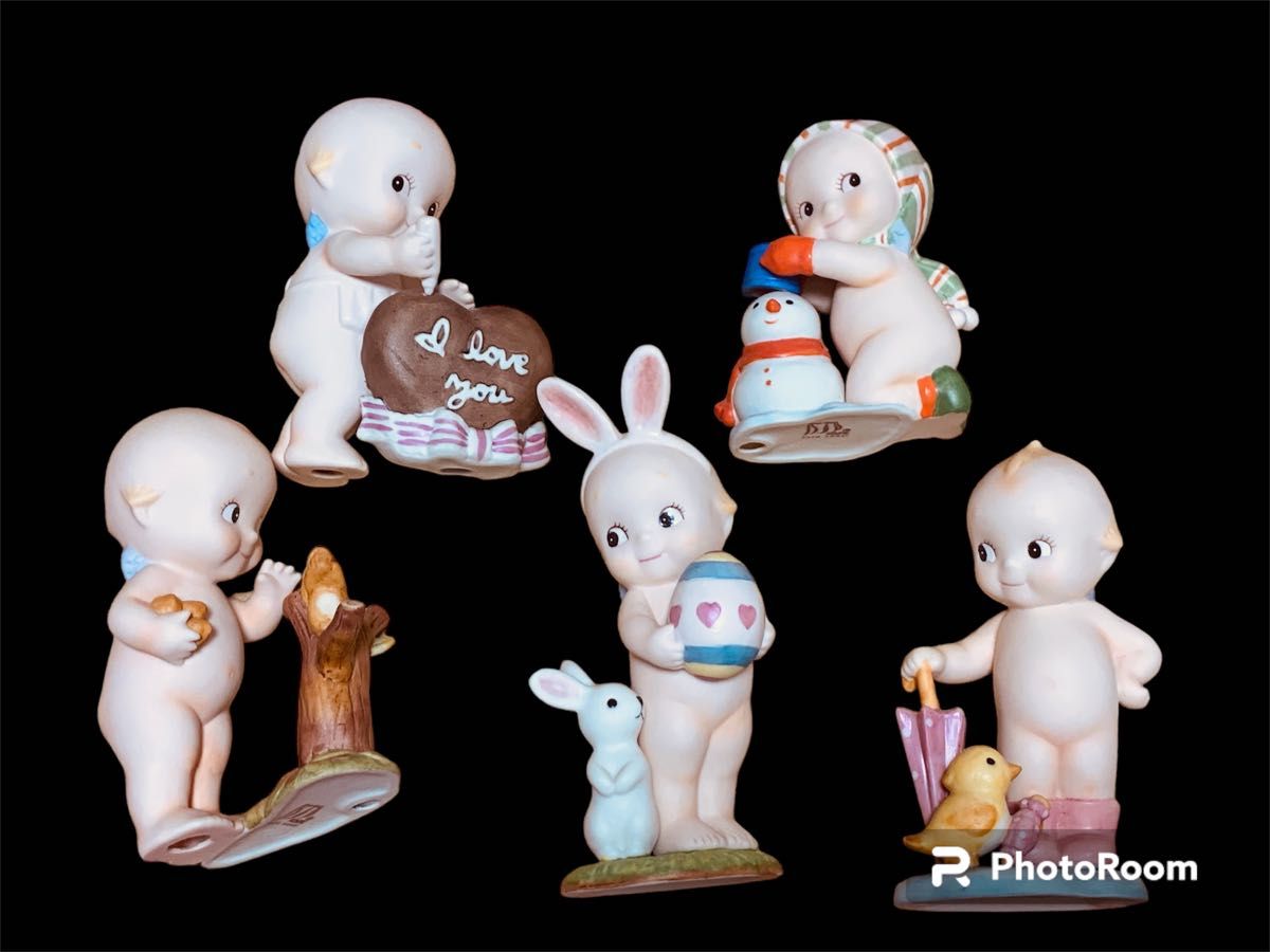 加藤工芸 ローズオニールキューピー 陶器 置物 5点セット｜Yahoo