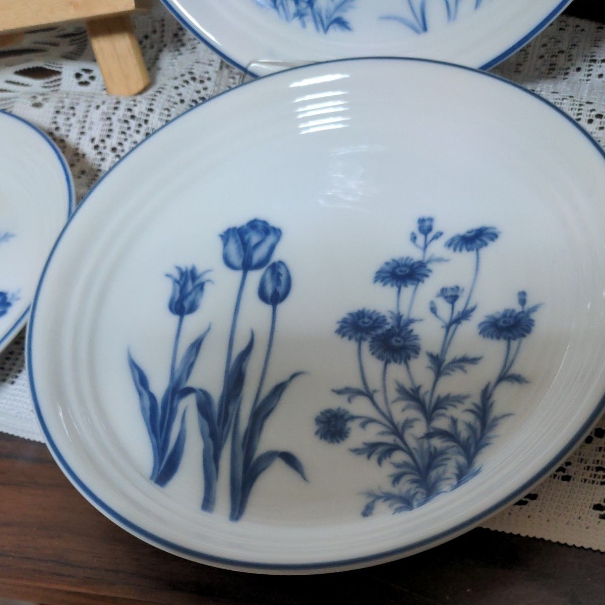 たち吉 アダムとイヴシリーズ 青花絵変わりのケーキ皿5枚セット あざみ