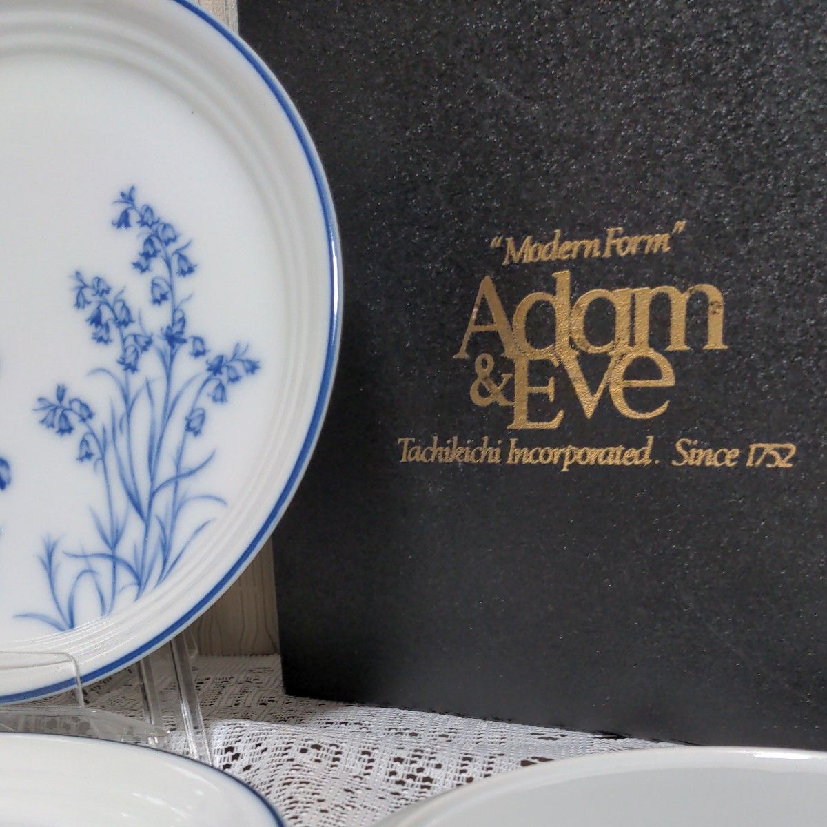 たち吉 アダムとイヴシリーズ 青花絵変わりのケーキ皿5枚セット あざみ