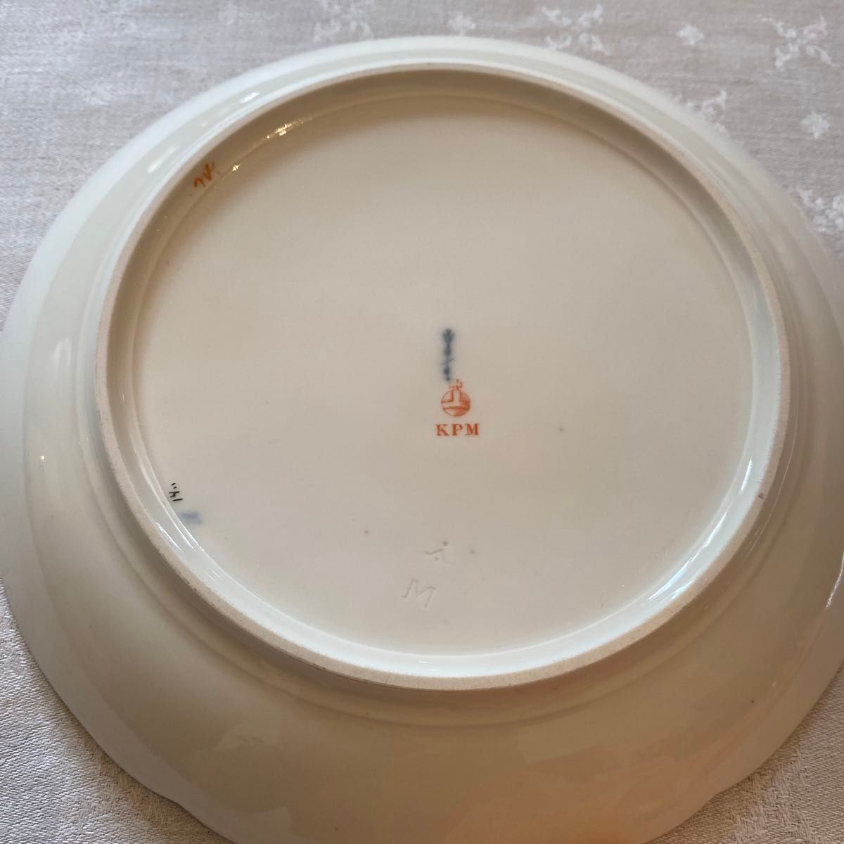 KPMベルリン】印象派 印象主義／コバルト 上金彩皿 プレート「三つの花