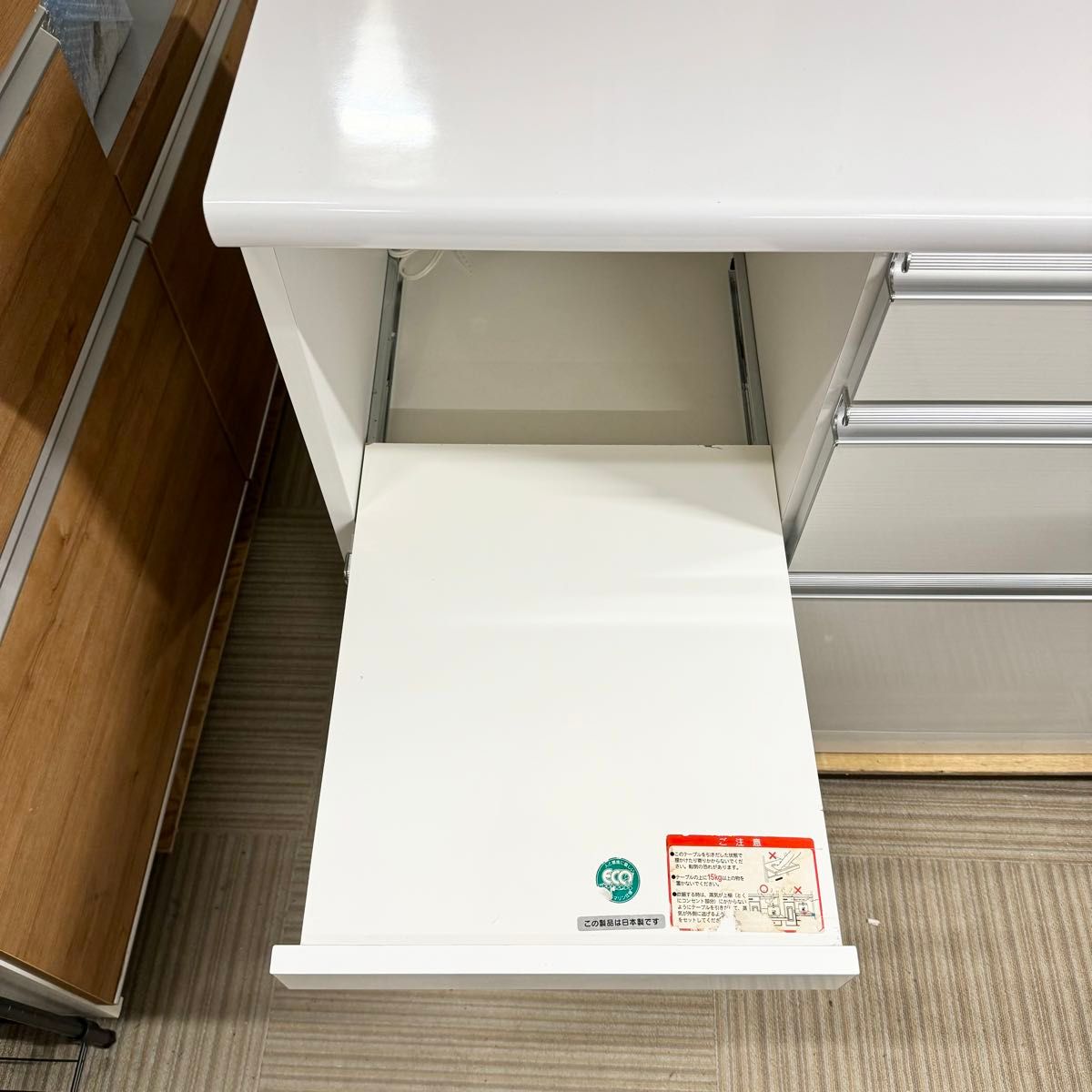 高級 古賀家具 120cm幅キッチンカウンター 食器棚 収納家具 艶あり