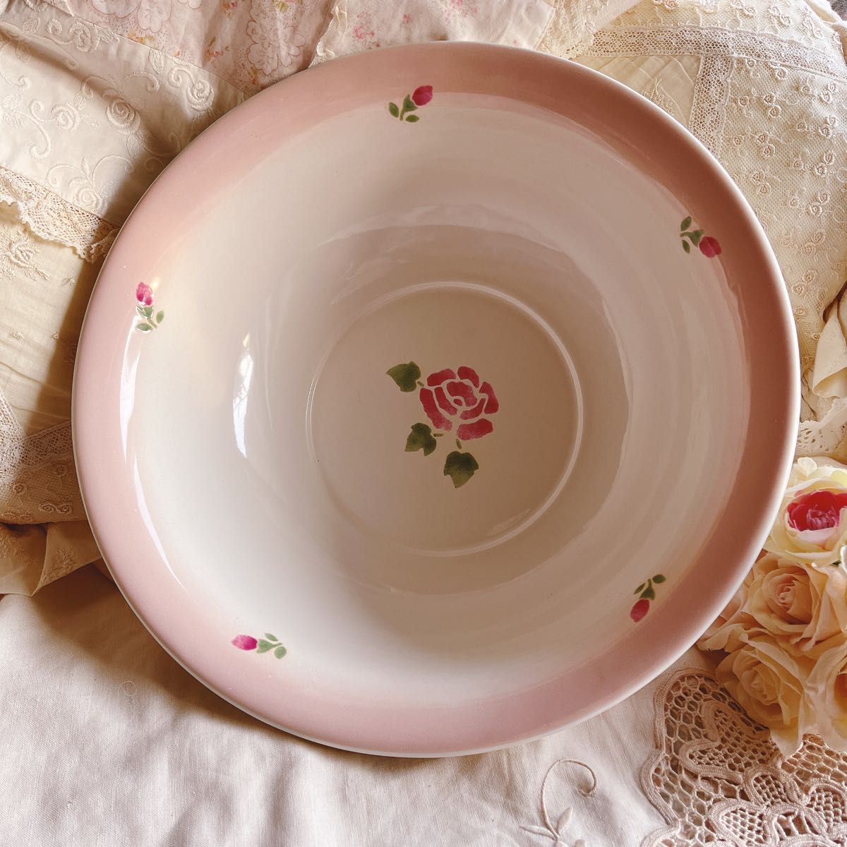 お値下げ マニー ローズホーロー洗面器Lイマンダイアナローズ