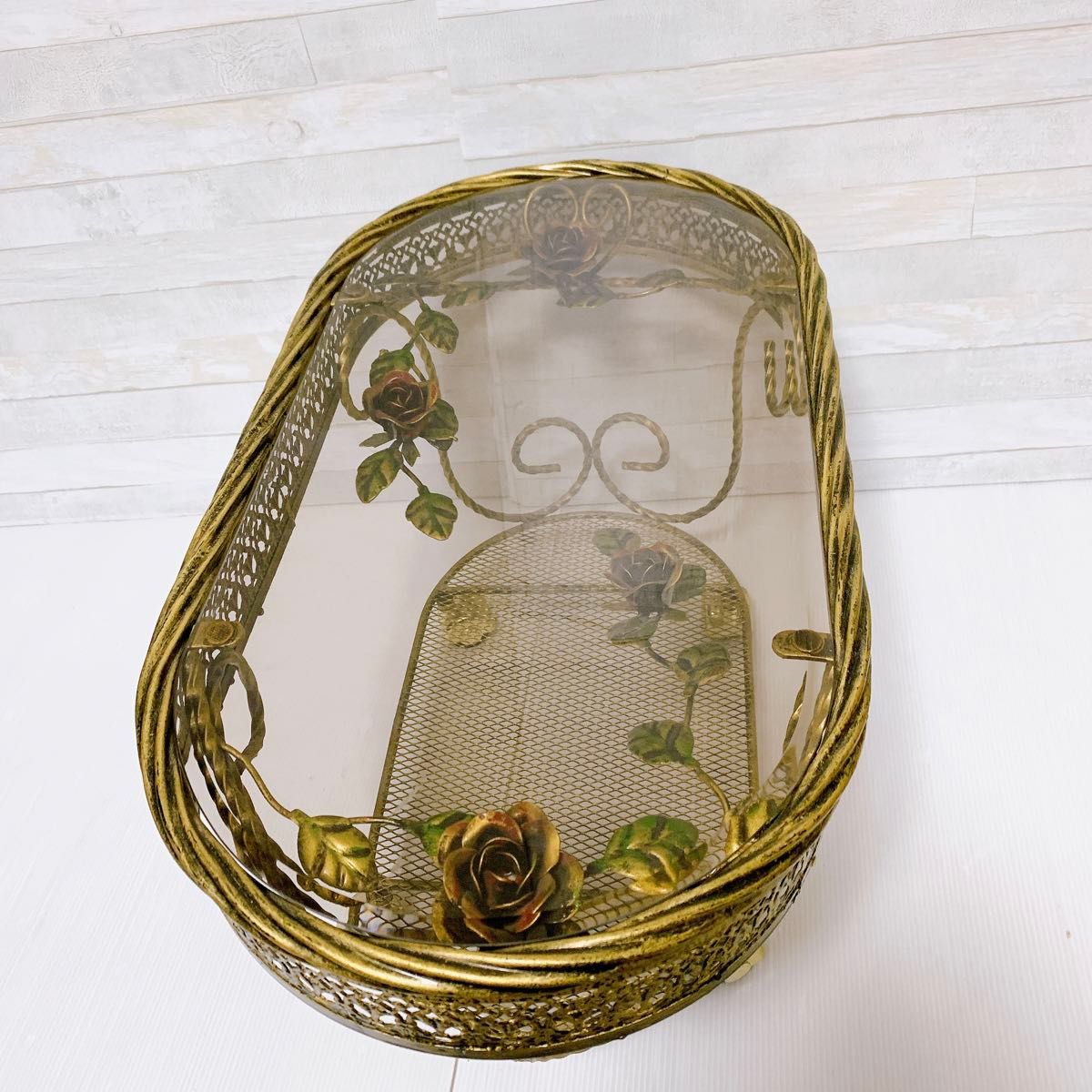 RENAISSANCE ガラステーブル サイドテーブル 薔薇 バラ アンティーク