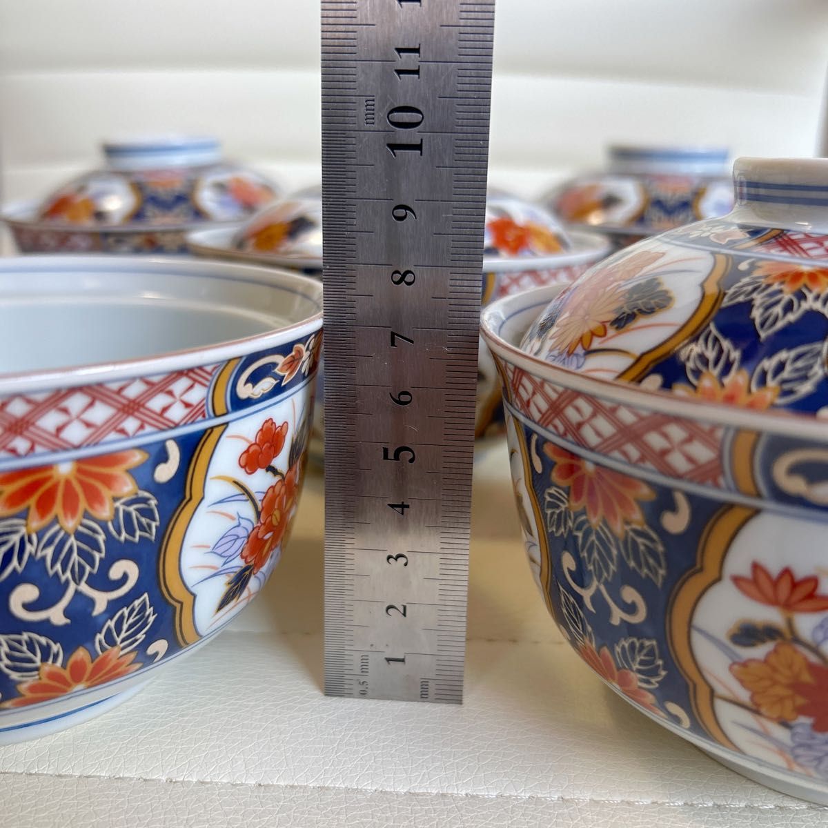 前畑陶器 庫山窯 蓋付きどんぶり揃 5客セット 丼ぶり 蓋付き碗 色絵