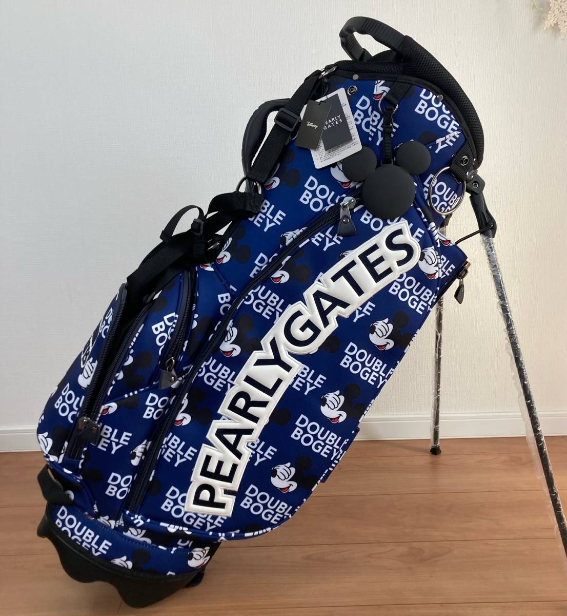 新品 パーリーゲイツ 総柄 スタンド式 キャディバッコグ 〈ミッキー