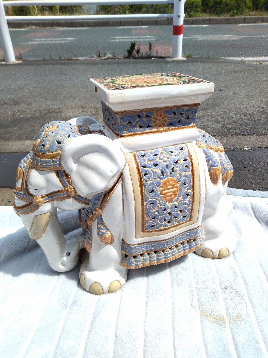 Yahoo!オークション - 陶器 象 花台 オブジェ インテリア ガーデニング
