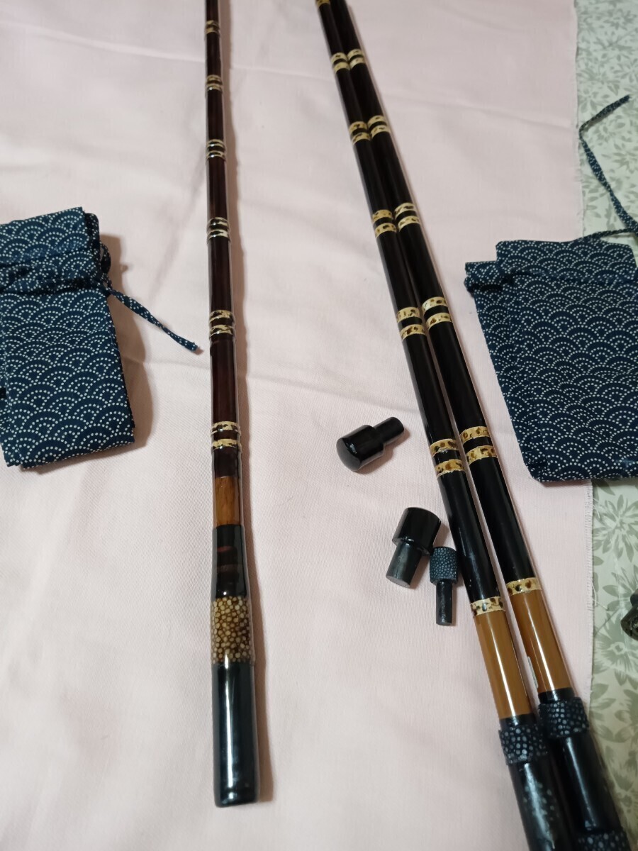 Yahoo!オークション - カーボン1本笛巻竿掛け鮫皮・カーボン一本半笛