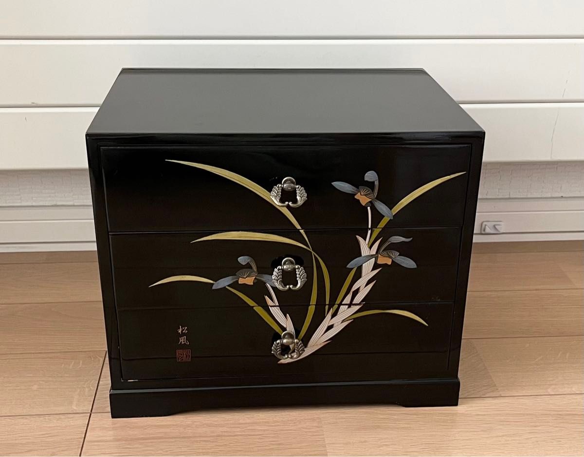 和風小物入れ 引き出し付き 黒 和風小物入れ 引き出し付き 黒