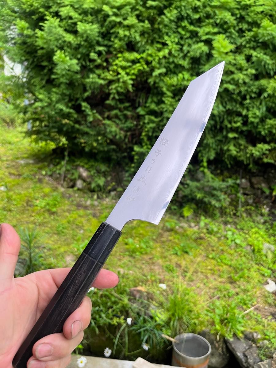 子の日 桜 切付 牛刀 7寸 210mm 包丁 洋包丁 黒檀 本職 築地 両刃 研ぎ