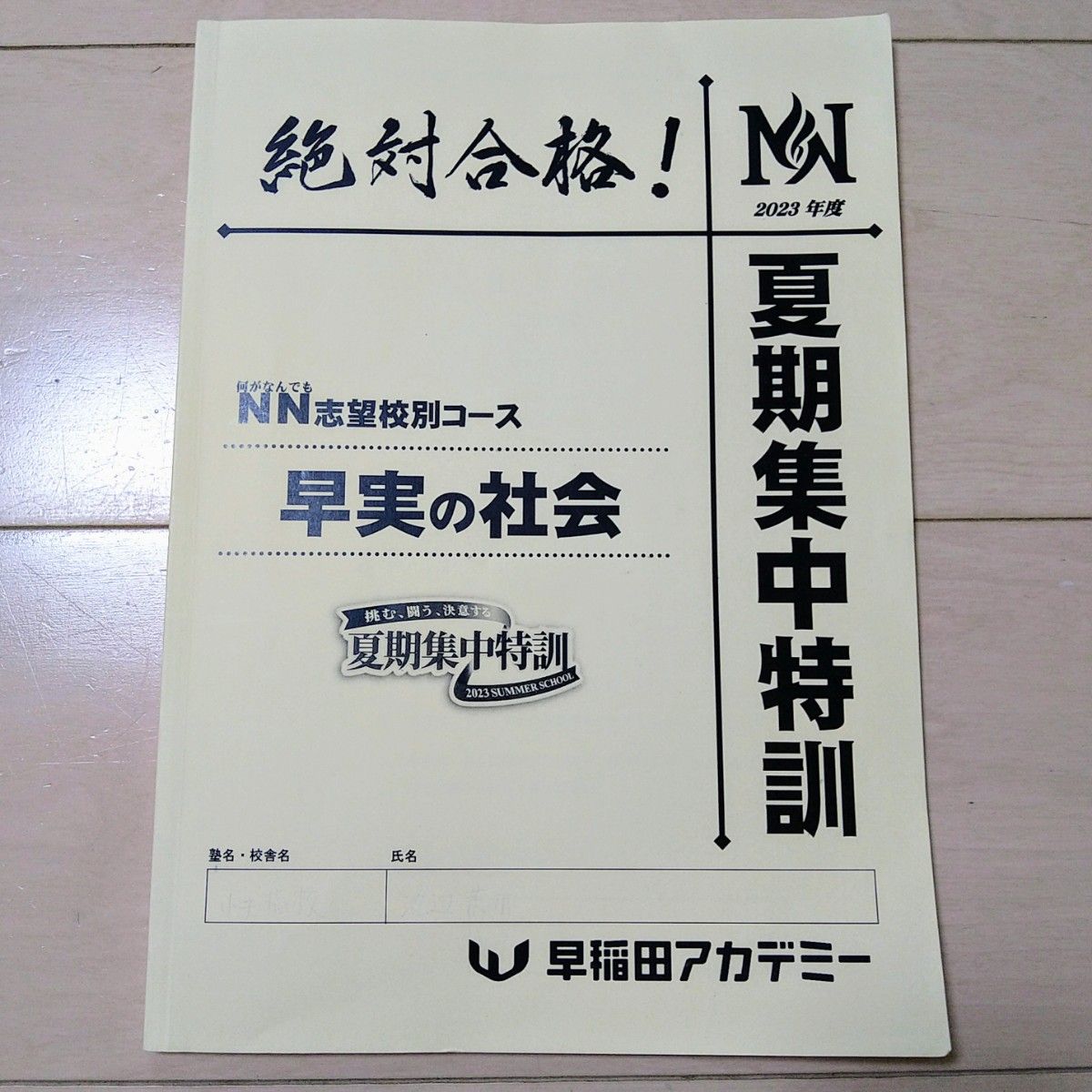 早稲田アカデミー NN志望校別[夏期集中特訓]早実クラス 2024年受験用