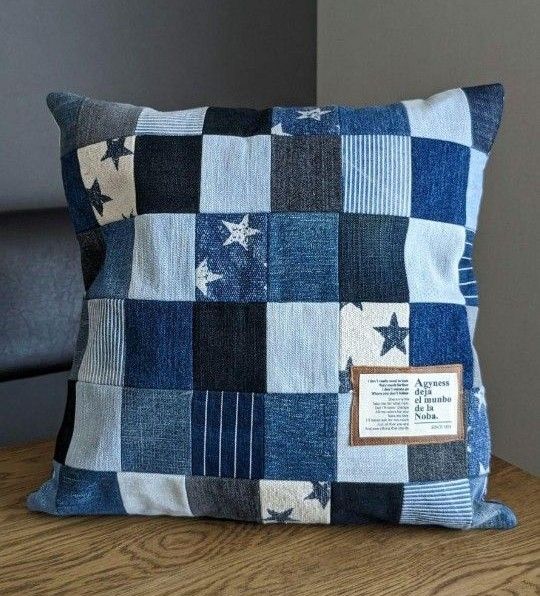 デニムリメイク ハンドメイド クッションカバー45cmクッションカバー
