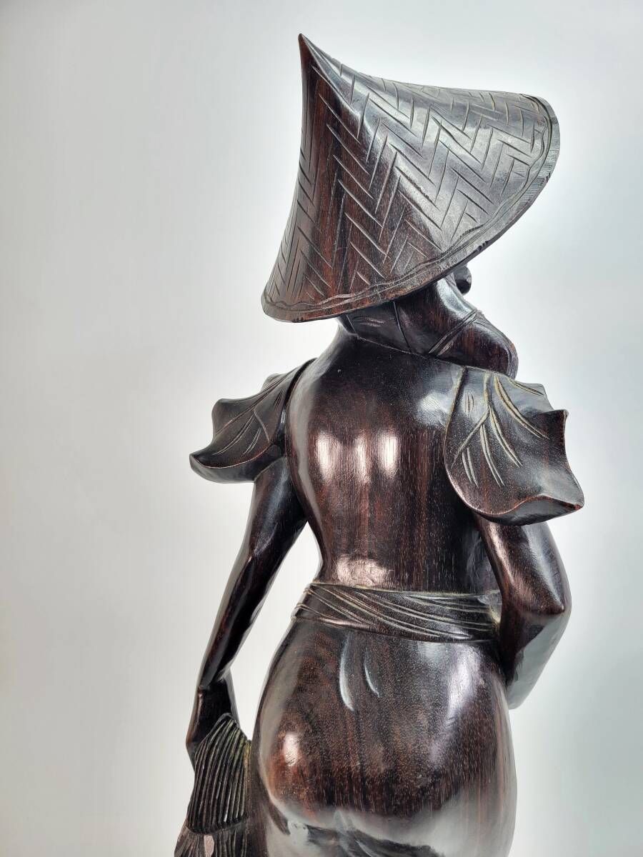 木彫り 大き（約58cm）女性像 無垢 黒檀 置物 バリ島 人形｜Yahoo