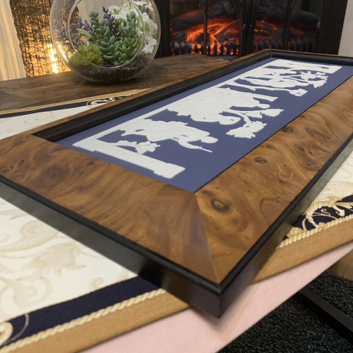 希少 元箱 ウェッジウッド ジャスパー 陶板 額 壁掛け ポートランドの