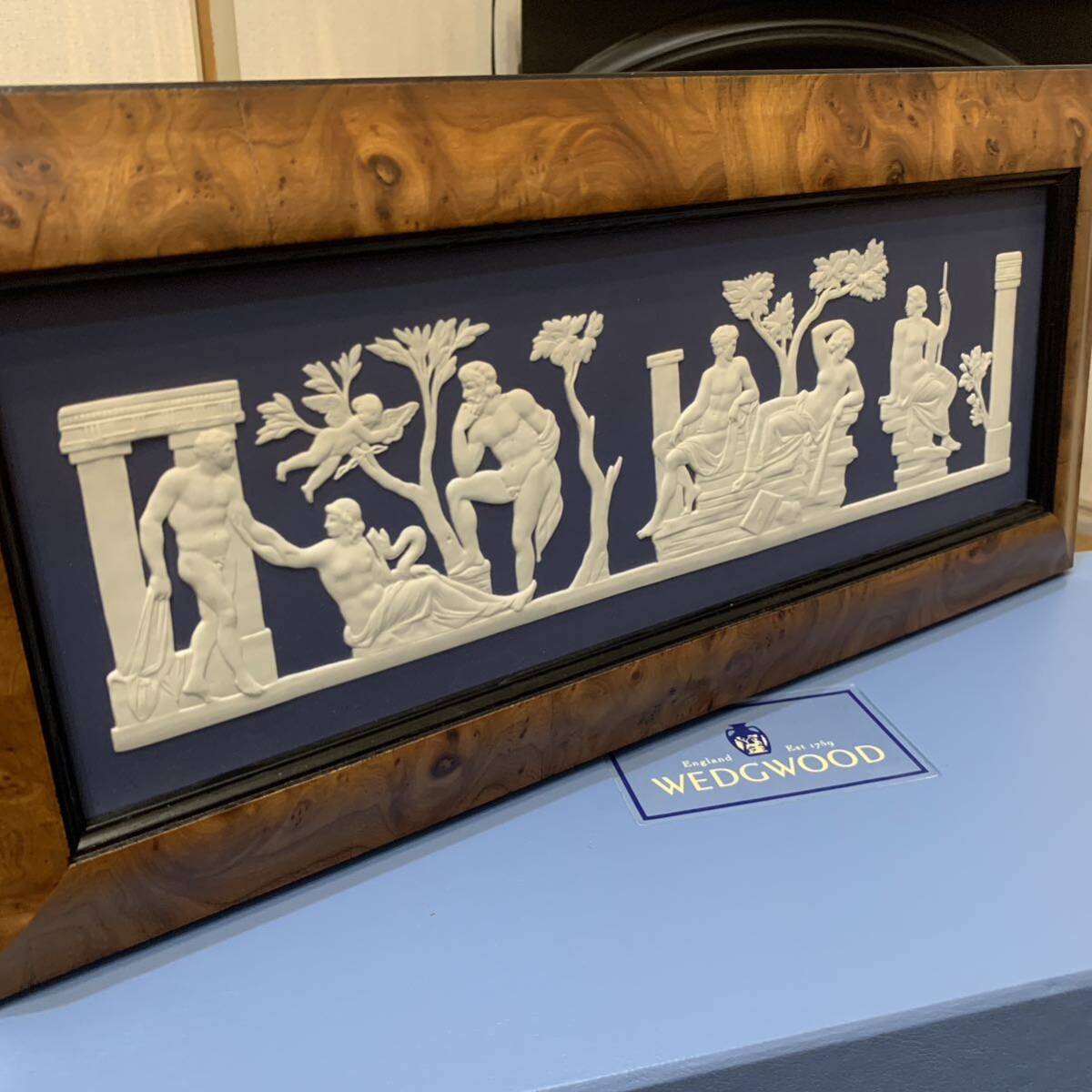 希少 元箱 ウェッジウッド ジャスパー 陶板 額 壁掛け ポートランドの