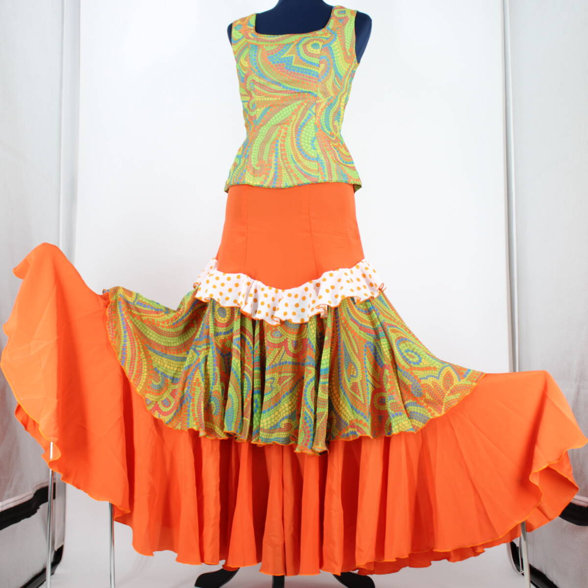 フラメンコ衣装】オレンジ×豪華ボランテ HERMOSA IBERIA-トリーバーチ