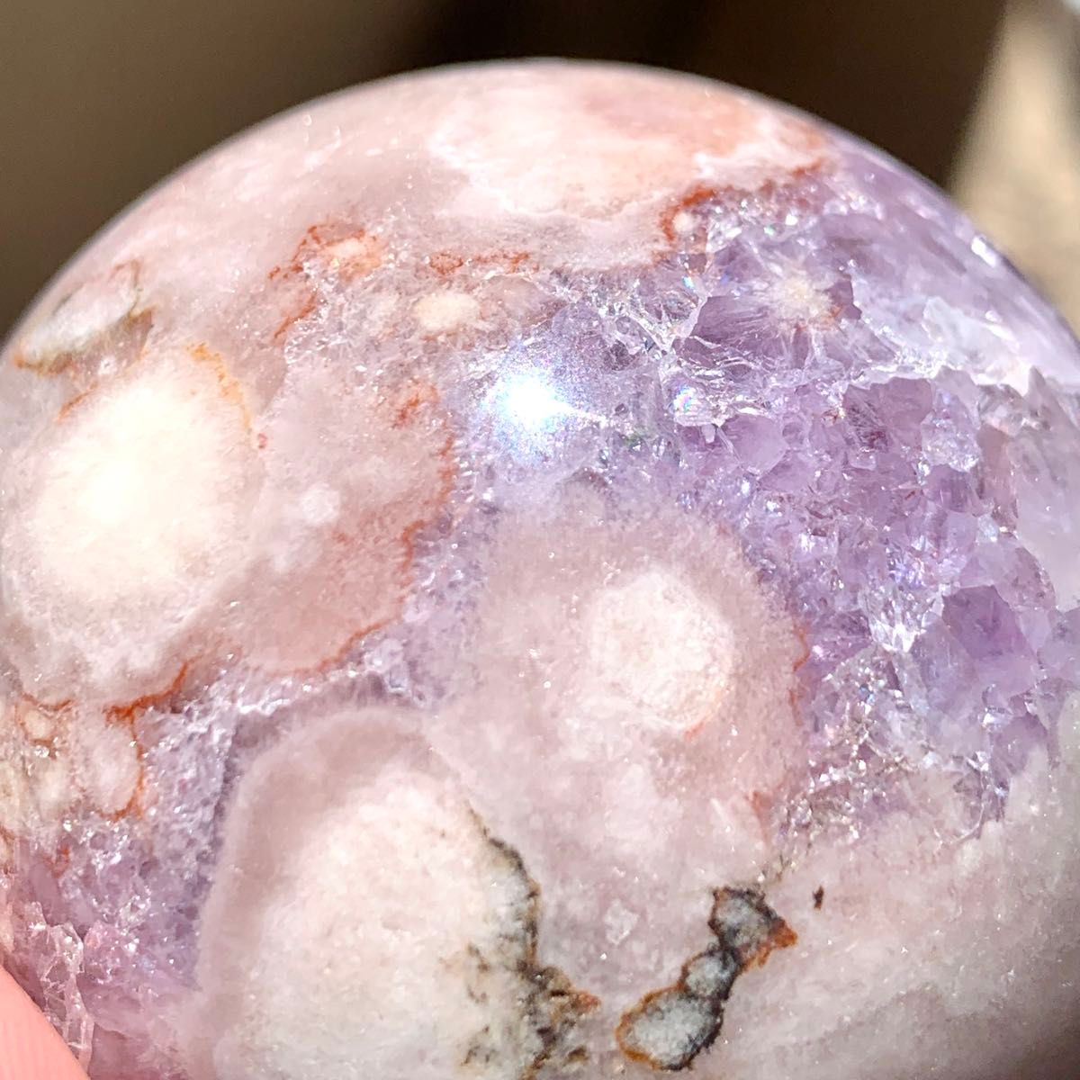 ピンクアメジストフラワーアゲート スフィア 直径4 3cm ブラジル産
