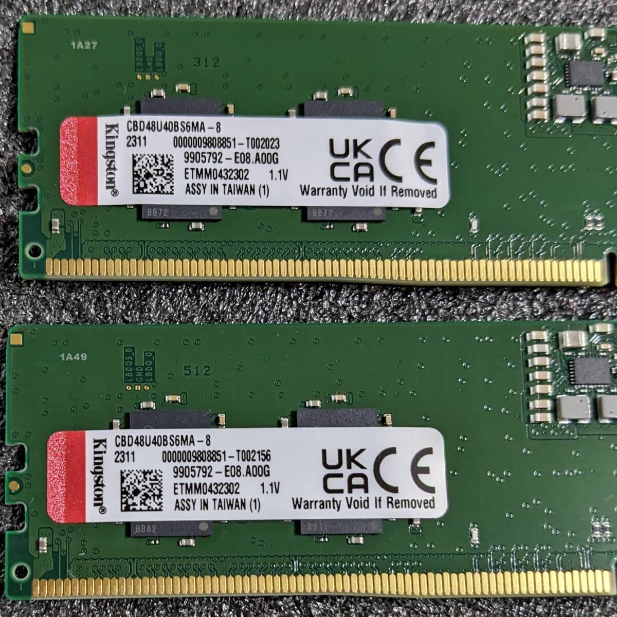 DDR5メモリ 16GB(8GB2枚組) Kingston CBD48U40BS6MA-8 [DDR5-4800 PC5