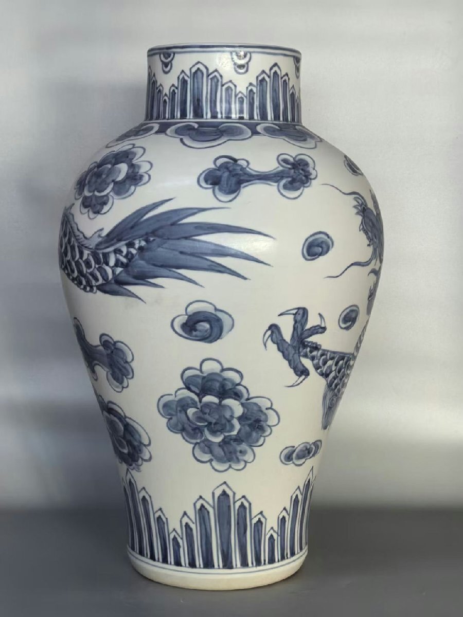 青磁 鶴文 花瓶 壺 高さ25cm 飾壺 和陶器 陶磁器 インテリア 青磁 壺」