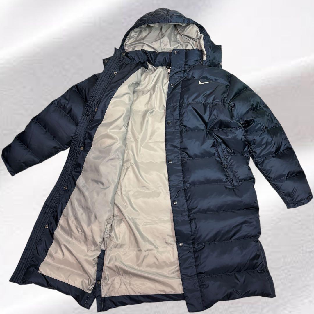 極美品】NIKE ナイキ ロング ダウンコート ベンチコート ネイビー L