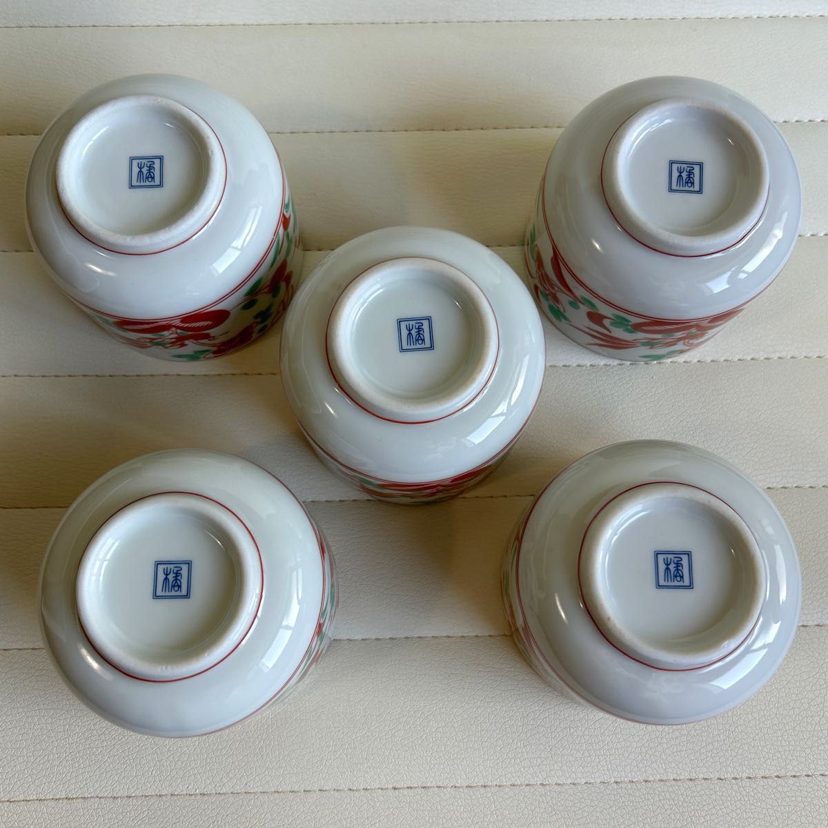 たち吉 赤絵花鳥 蓋付き碗揃 5客セット 茶碗蒸し碗 飯器 小丼ぶり 色絵