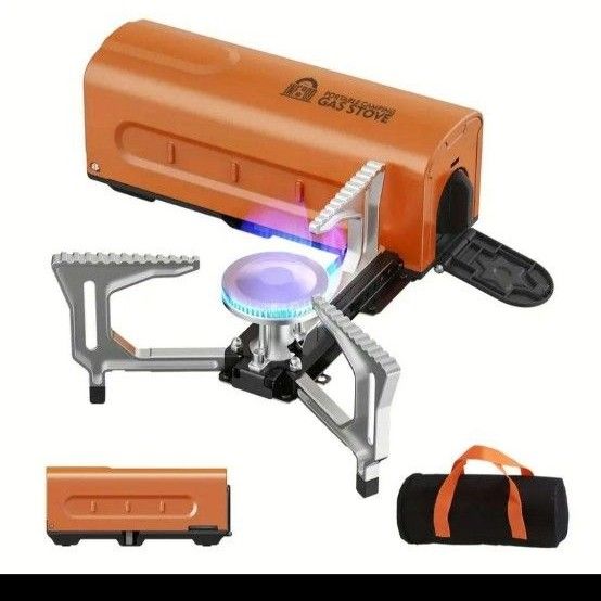 アウトドア等／折りたたみポータブルガスコンロ／緑色／コンパクト設計