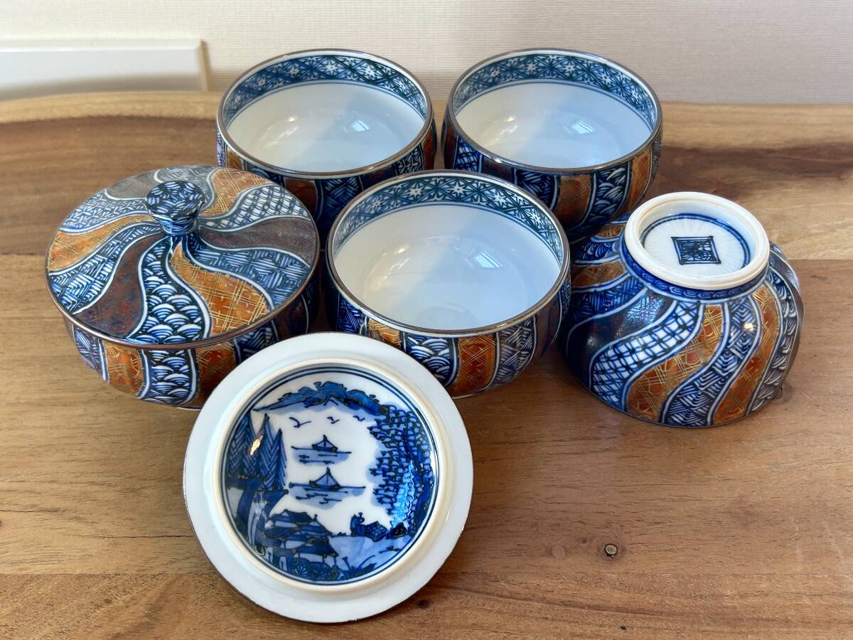 Yahoo!オークション - 清水焼 京焼 平安壱楽 銘入 蓋付 煎茶碗 5客セッ